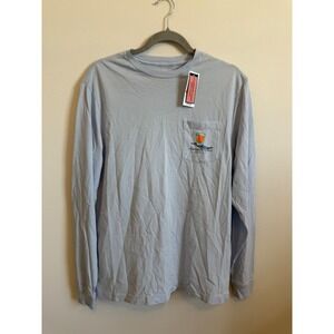 Vineyard Vines Shotski Long Sleeve Pocket T-Shirt Light Blue NWT Womens Small